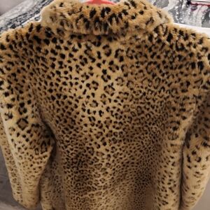 WHBM faux leopard fur coat